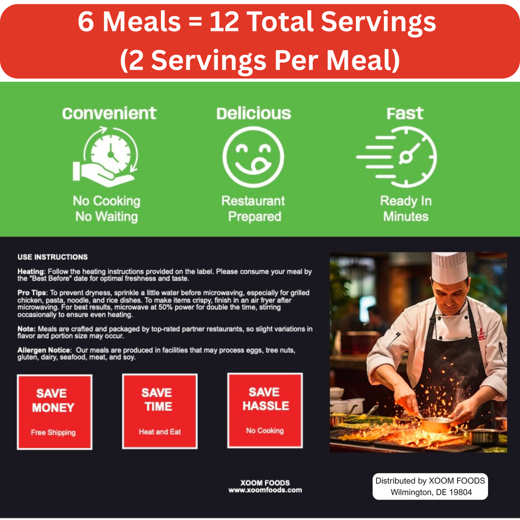 6 Italian + Chinese + Mexican Restaurant Meals (Box 6M1)